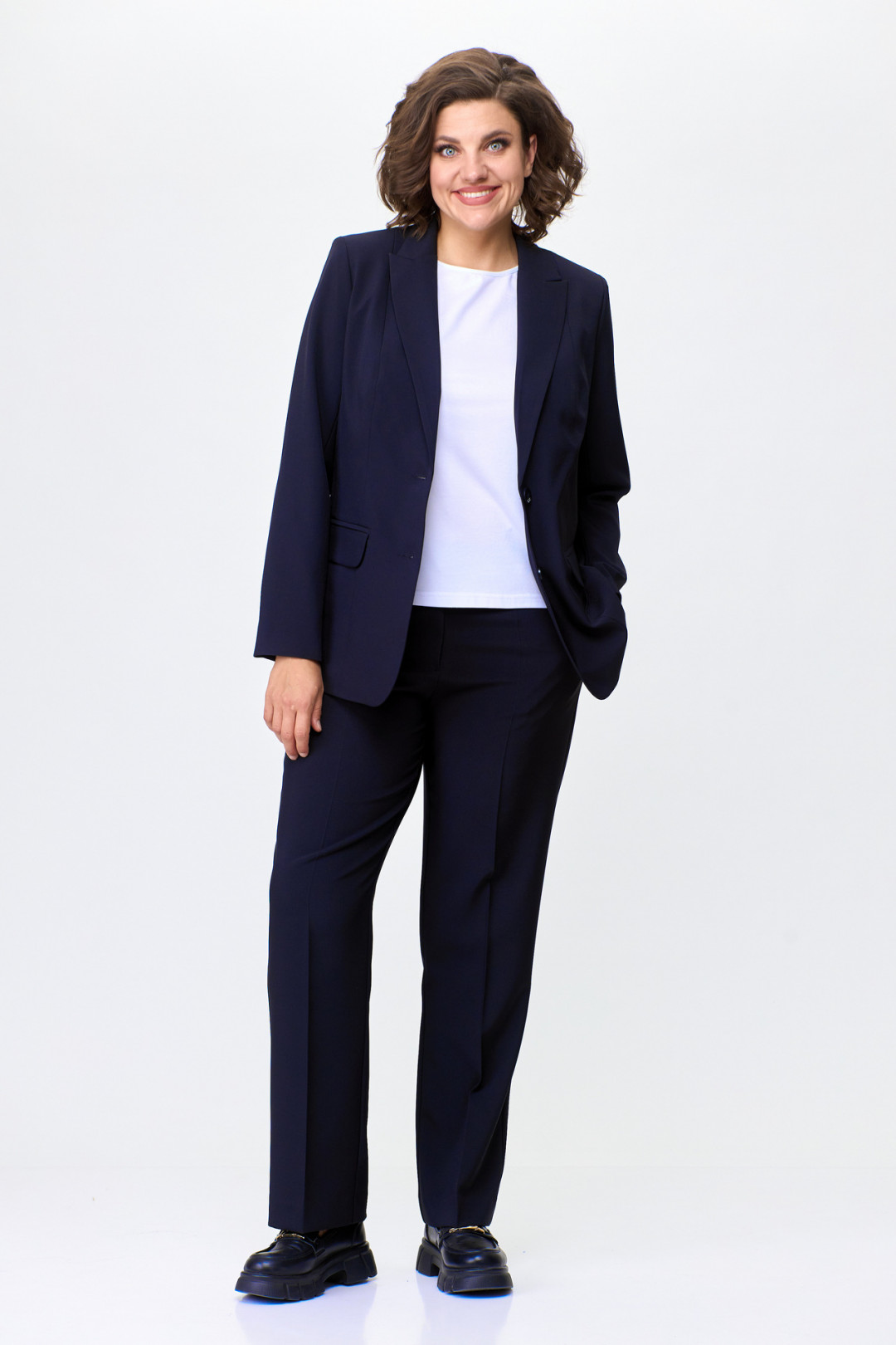 Костюм БелЭльСтиль 203+596 темно-синий однотон - фото 2